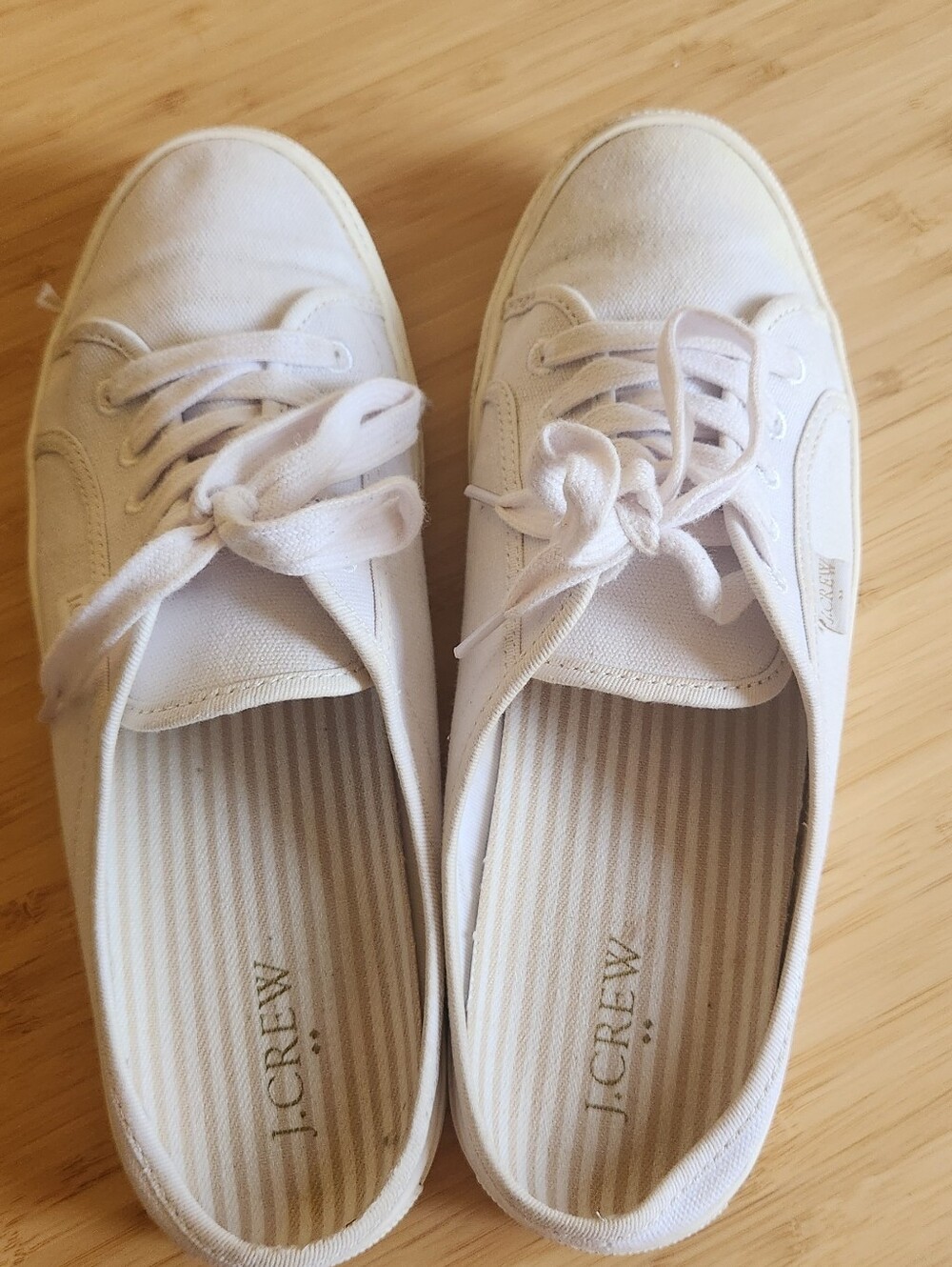 J. Crew Women's Off-White Canvas Slip On Sneakers
